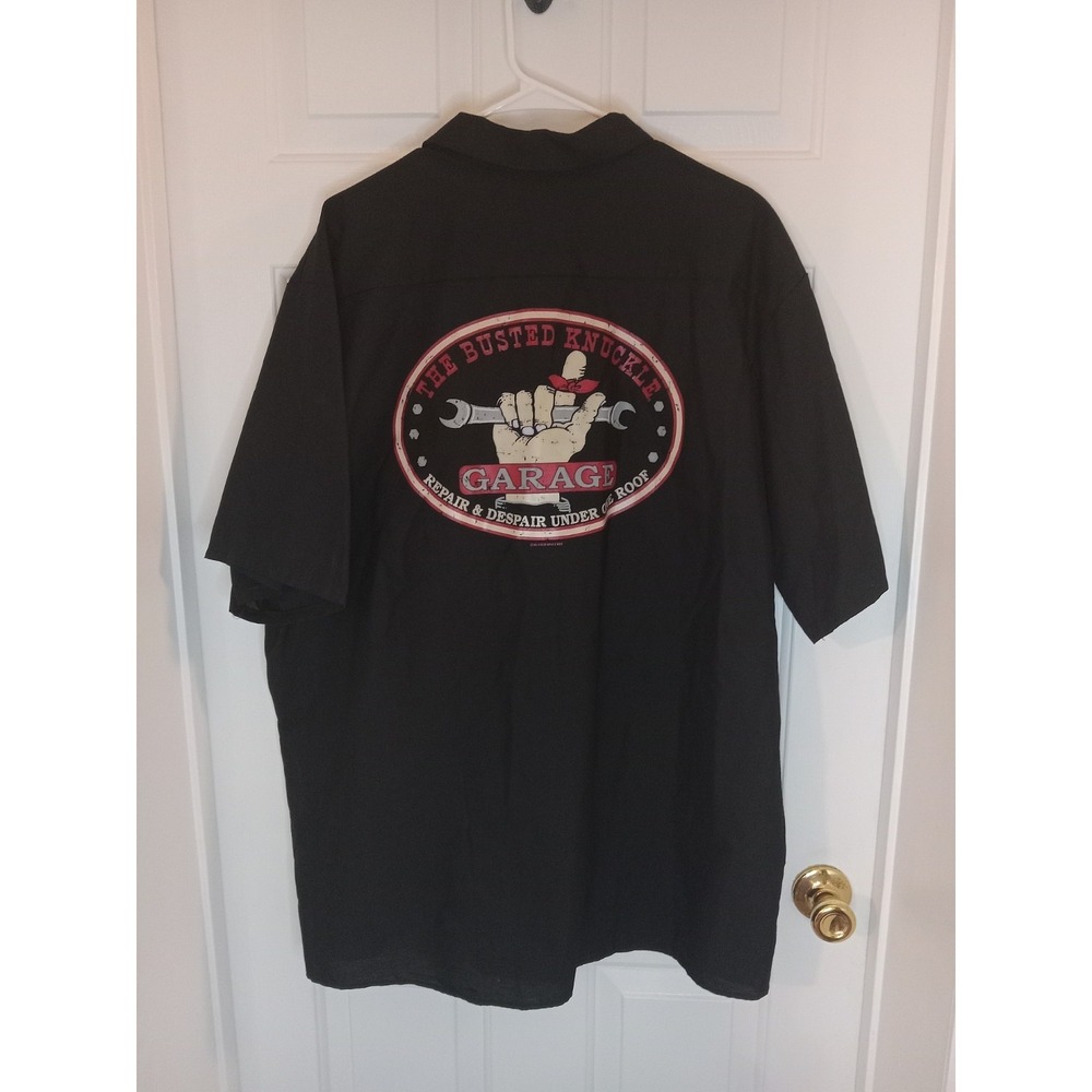Y2K Red Kap Busted Knuckle Garage Work Shirt XXXL Repair Despair Funny Mechanic
